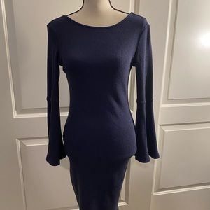 Long Sleeve Navy Blue Sweater Dress